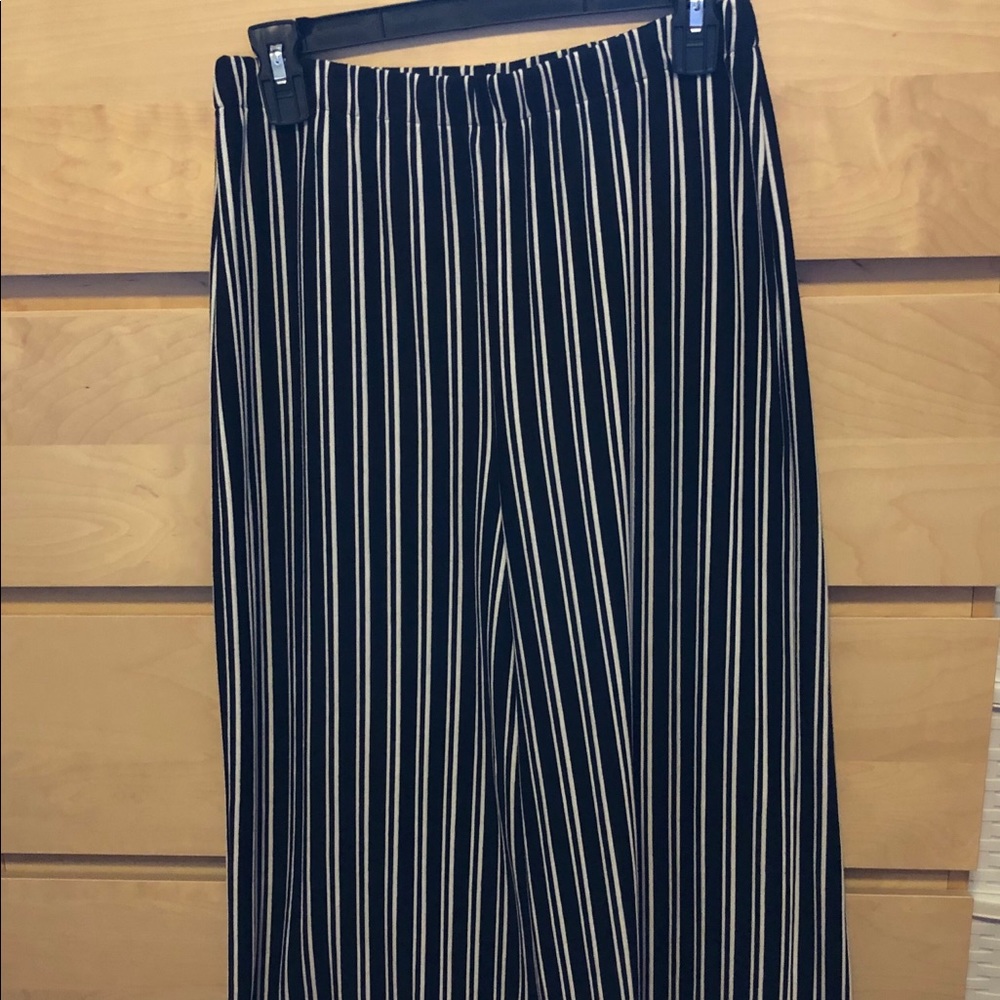 Striped Wide Ankle Length Pants Business Casual